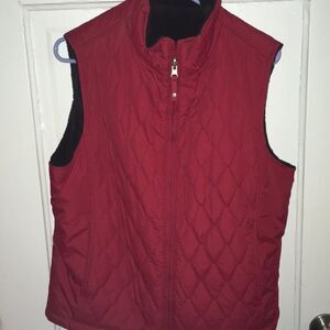 Reversible red and black fur vest